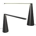 Modern Black Table Lamp With Conical Base And Long Bar Arm Design 3d model