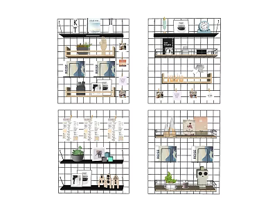 Modern Open Grid Wall Cabinets For Home Storage And Decorative 3d model