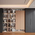 Modern Decorative Cabinet With Zebra Pattern Open Shelves Books And Decorative Items