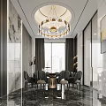Modern Living Dining Room Interior Design With Marble Walls TV Backdrop And Coffee Table