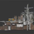 Futuristic Modern Architectural Model With Tall Buildings Metal Structures And Platforms