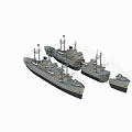 Vintage Warship Models With Masts Flags And Different Sizes On 3d model