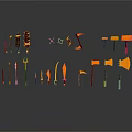 Medieval Weapons Collection With Metal Texture Golden Brown Color Neat Arrangement And Reflections