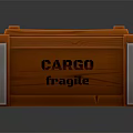Orange Wooden Cargo Box With CARGO Fragile Label And Metal Corner Reinforcements
