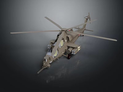 Detailed Military Helicopter With Rotors Weapon Systems And Cockpit Features 3d model