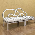 Modern Leisure Chair With White Cloud Shaped Backrest Black Padded Seat And Silver Metal Legs