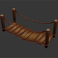 Handmade Wooden Decorative Bridge With Rope Railings And Arch Plank Design