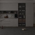 Cream Style Household Wine Cabinet Hanging Cabinet Wine Cabinet Glass Wine Cabinet 3d model