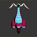 3D Model Motorcycle With Pink Blue Body Horn Big Eye And Purple Seat