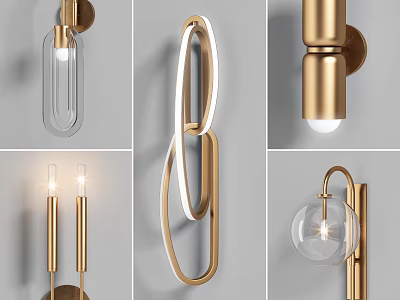 Modern Wall Lamps With Unique Designs Glass Shades And Brass Frames For Home Decor 3d model