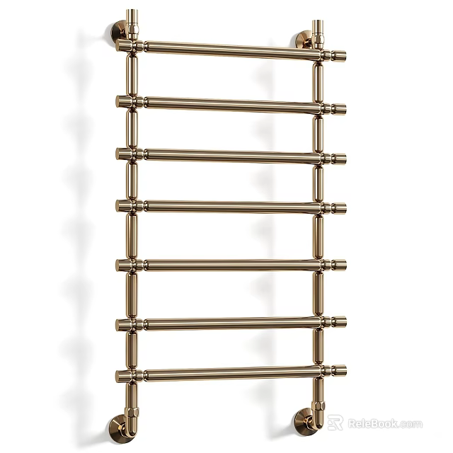 Elegant Golden Metal Multi Bar Towel Rack For Modern Bathroom Decor 3d model 