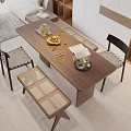 Modern Open Restaurant Interior Design With Wooden Shelves Pendant Light Dining Table And Art Painting