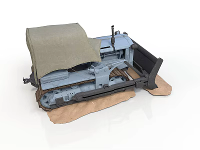 Tracked Utility Vehicle With Canvas Cover And Open Bed Structure Design 3d model