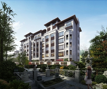 Multi-storey residence in new Chinese residential area 3d model