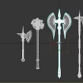 Collection of Decorative Axes with Ornate Handles and Varied Blade Designs