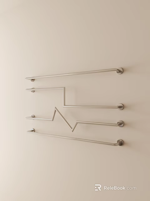 Iron Art Decorative Bars With Unique Shapes On Wall 3d model