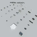 Various Small Electronic Components in Different Shapes and Arranged Layouts 3d model