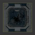 Industrial Cubic Scene Component With Blue Gray Textured Panels And Symmetric Frames