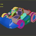 Blue and White Toy Go-Kart With Large Wheels And Number 10 Design