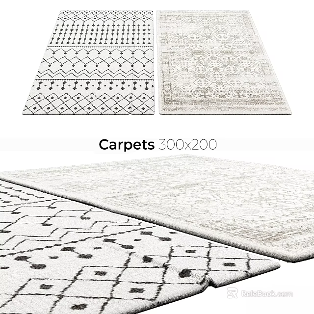 Modern Square Carpets With Geometric Patterns And 300x200 Size Design 3d model 