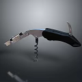 Stainless Steel Wine Opener With Black Handle And Corkscrew Tool 3d model