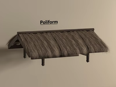 Poliform Natural Thatch Covered Wooden Frame Outdoor Sunshade Awning Design 3d model