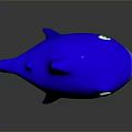 Cute Blue Cartoon Shark Toy With Green Eyes And Open Mouth