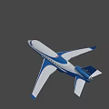 White And Blue Passenger Plane With Modern Design Cockpit Windows And Landing Gear