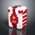 Red and White First Aid Kit With Cross Symbol And Number 02 Design