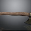 Detailed Axe Design With Wooden Handle And Ornate Metal Head