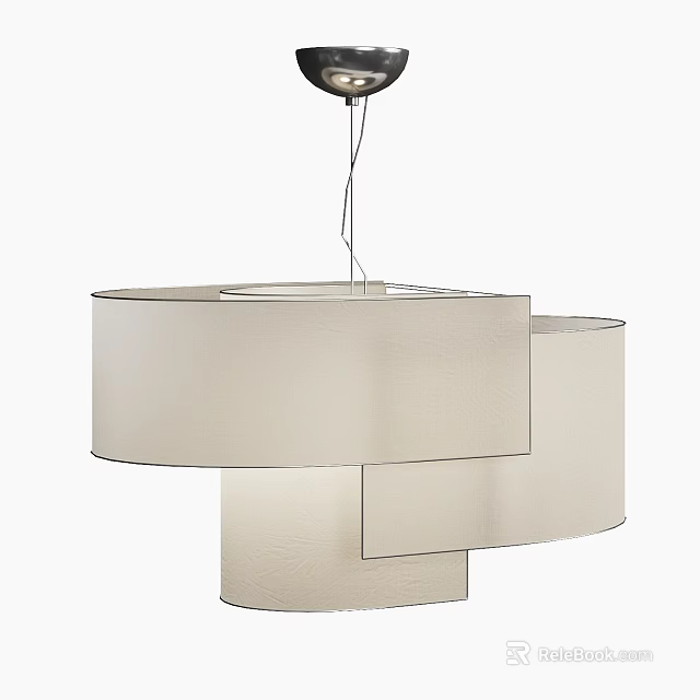 Modern Multi Layer Overlapping Beige Fabric Pendant Light With Cylindrical Shades 3d model