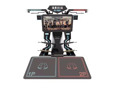 Dark Battlefield Two Player Entertainment Appliance With Game Screen And Control Pedals 3d model