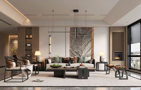 New Chinese Living Room 3d model