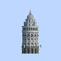 European Architecture Tower With Dome Multi Story Columns And Flags Design