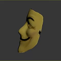 Yellow Guy Fawkes Mask With Black Eyebrows Mustache And White Eye Holes