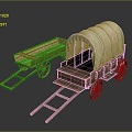 Retro Carriage Ancient Rack Car Rack Car Rack Car Trolley 3d model