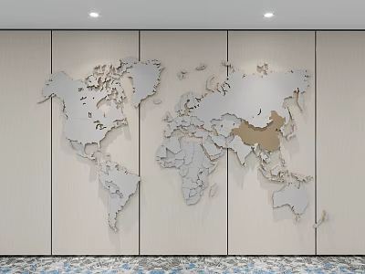 World map wall decoration pendant stereo map 3d model