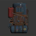 Industrial Blue Compressor Equipment With Red Component And Metal Base