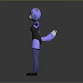 Anthropomorphic Purple Cat Character In Black Bodysuit With Open Arms Standing Pose
