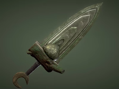 Ancient Bronze Weapon With Carved Blade And Decorative Hilt Design 3d model