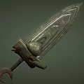 Ancient Bronze Weapon With Carved Blade And Decorative Hilt Design