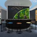 Modern furniture store booth round bar children's activity area 3d model