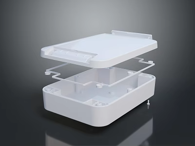 White Plastic Storage Box With Open Lid And Layered Compartments 3d model