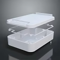 White Plastic Storage Box With Open Lid And Layered Compartments 3d model