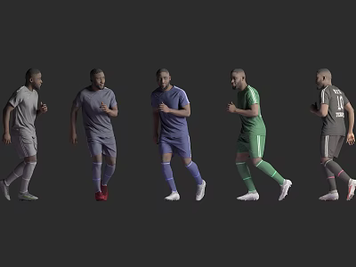 Men Wearing Different Colored Sports Outfits Demonstrating Dynamic Athletic Poses 3d model