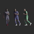Men Wearing Different Colored Sports Outfits Demonstrating Dynamic Athletic Poses 3d model