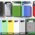 Public Facility Recycling Waste Bins With Various Colors And Sorted Design Styles
