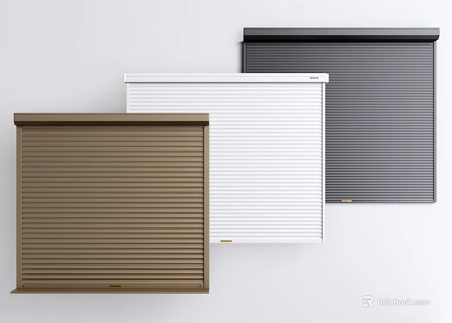 Stylish Roller Shutters Available In Brown White And Gray Colors 3d model