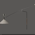 Sleek Modern Wall Lamp With Adjustable Black Metal Arm White Shade And Wooden Accent