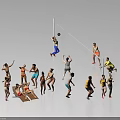 Group of People Playing Volleyball Together With Some Watching And Others Preparing To Join